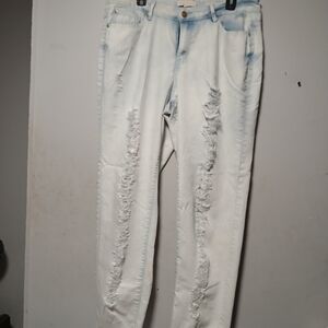 Nicki Minaj Ladies Light Blue Distressed Jeans. Size 13/14